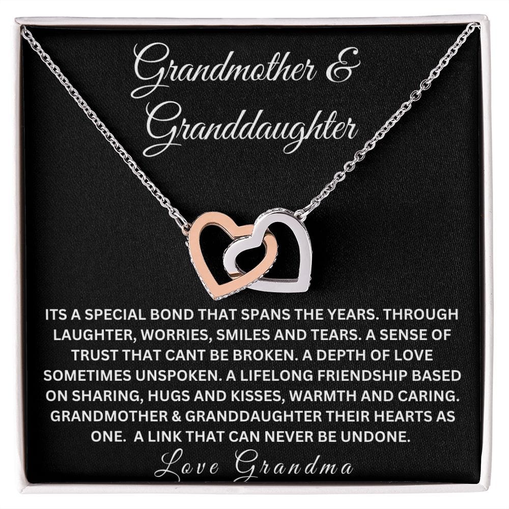 Grandmother & Granddaughter " Its A Special Bond " Love Grandma Interlocking Hearts Necklace