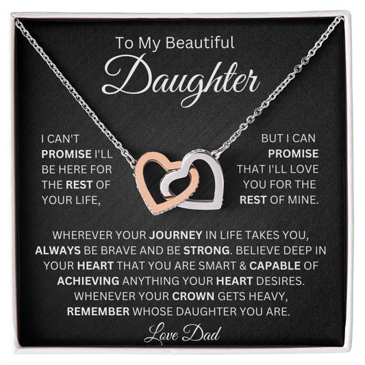 To My Beautiful Daughter Love Dad Interlocking Hearts Necklace