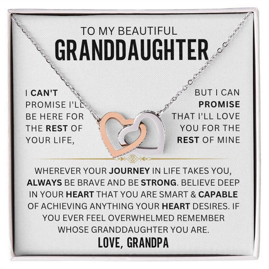To My Beautiful Granddaughter | I Can't Promise | Love Grandpa | Interlocking Hearts Necklace