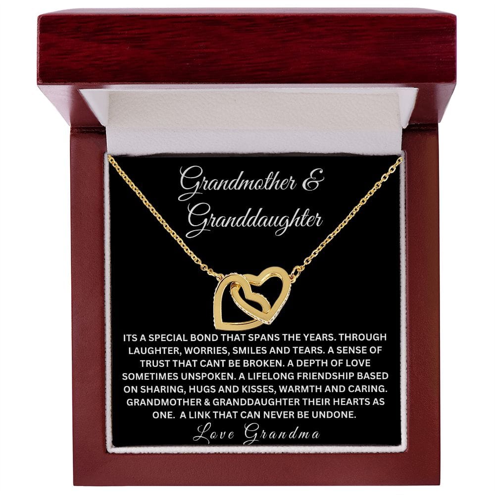 Grandmother & Granddaughter " Its A Special Bond " Love Grandma Interlocking Hearts Necklace