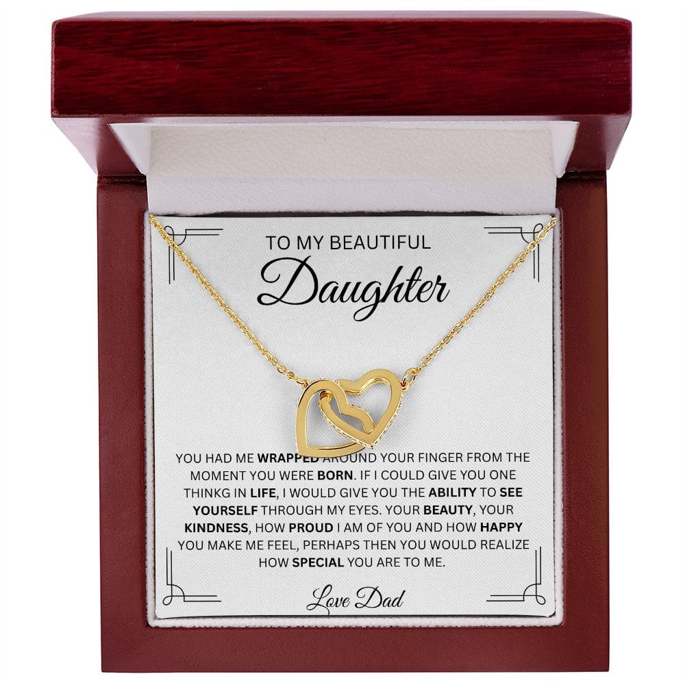 To My Beautiful Daughter Love Dad Interlocking Hearts Necklace