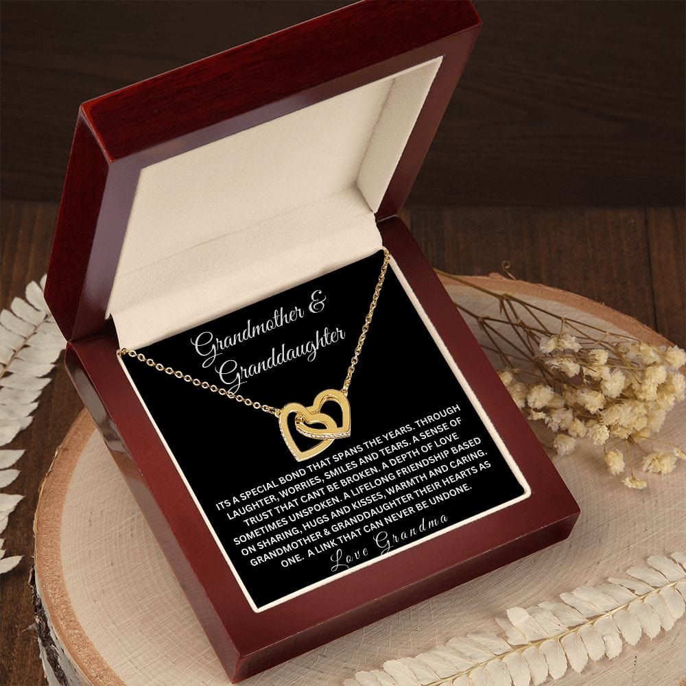 Grandmother & Granddaughter " Its A Special Bond " Love Grandma Interlocking Hearts Necklace