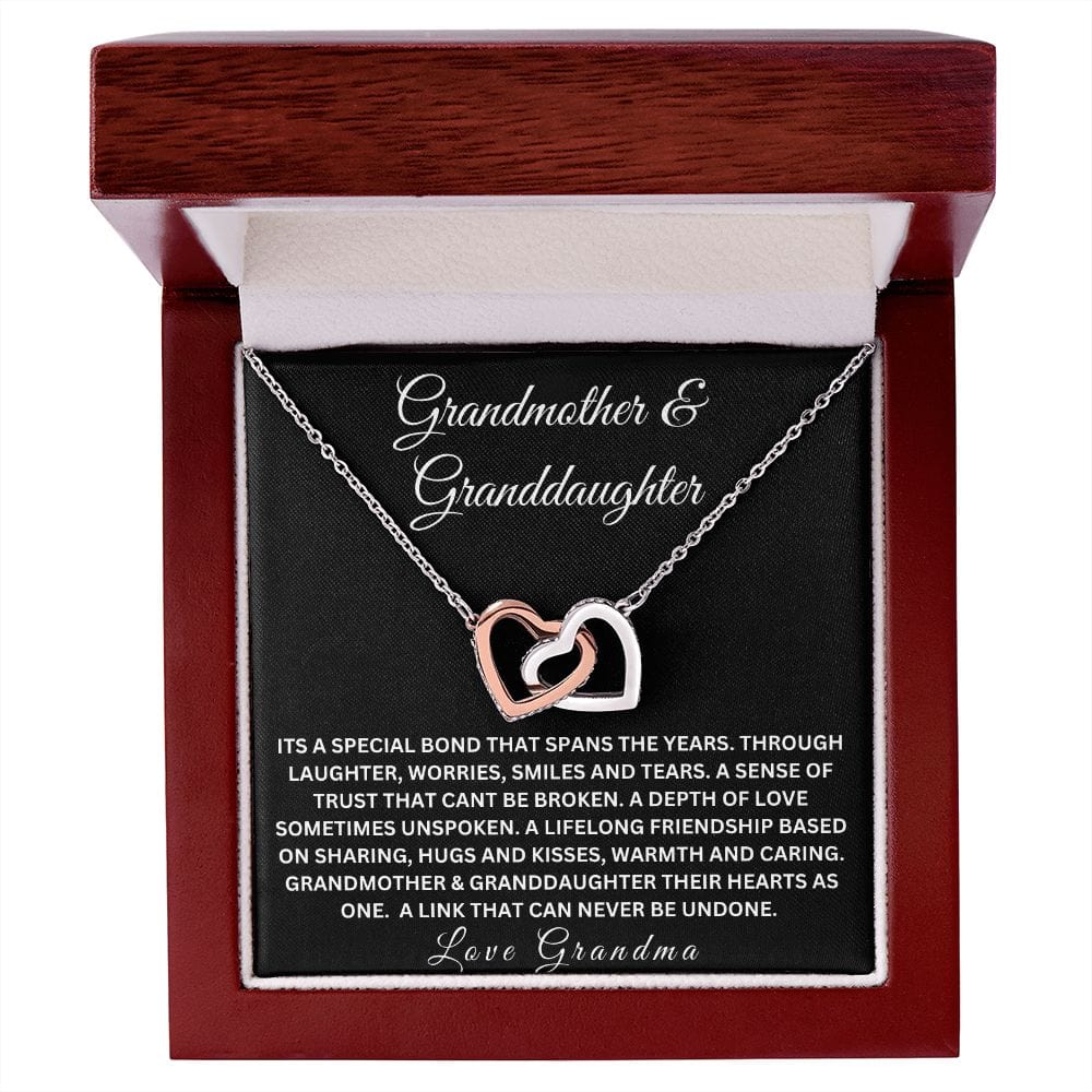 Grandmother & Granddaughter " Its A Special Bond " Love Grandma Interlocking Hearts Necklace