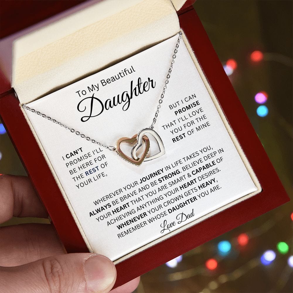 To My Beautiful Daughter Love Dad Interlocking Hearts Necklace