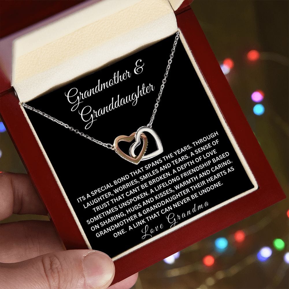 Grandmother & Granddaughter " Its A Special Bond " Love Grandma Interlocking Hearts Necklace