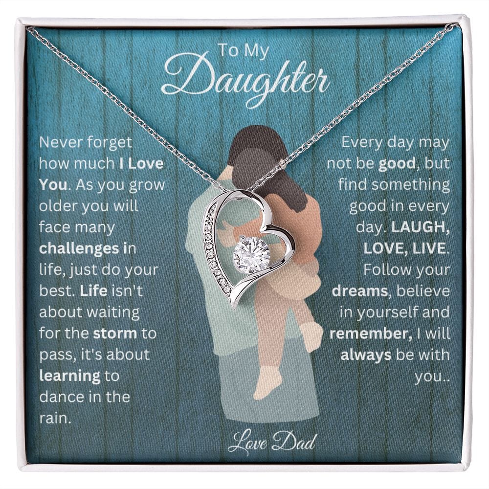 To My Daughter Love Dad Forever Love Necklace