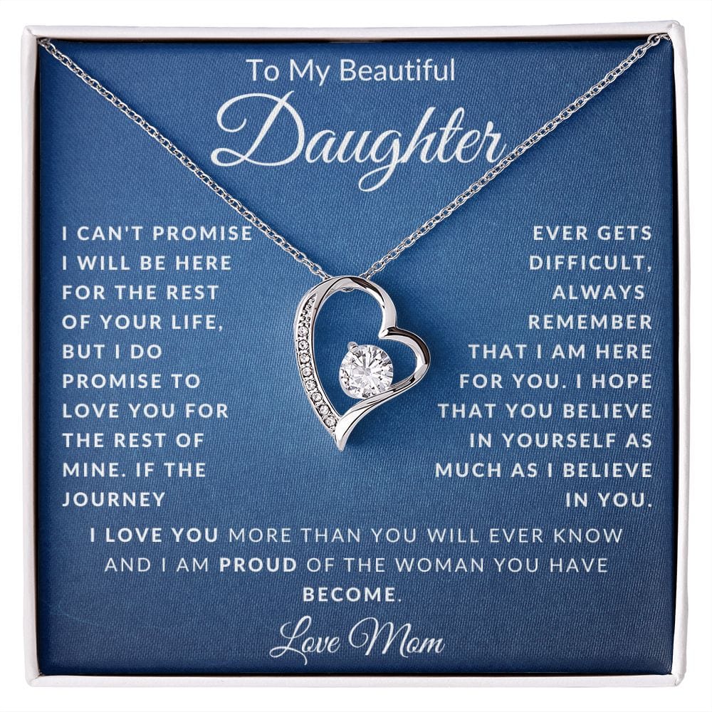 To My Beautiful Daughter Love mom Forever Love Necklace