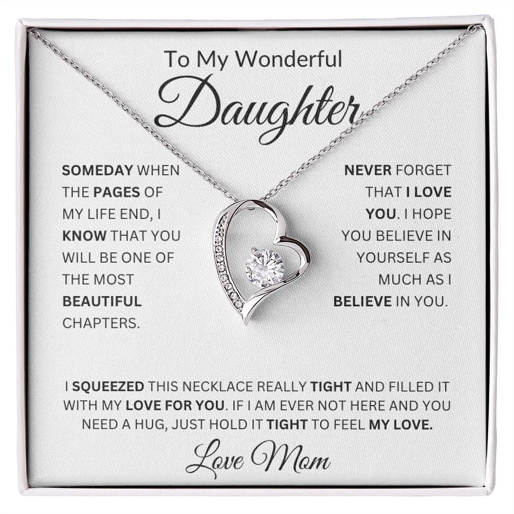 To My Wonderful Daughter | Never Forget | Love Mom | Forever Love Necklace