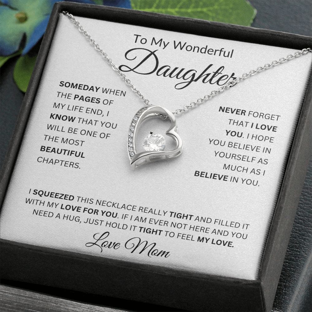 To My Wonderful Daughter | Never Forget | Love Mom | Forever Love Necklace