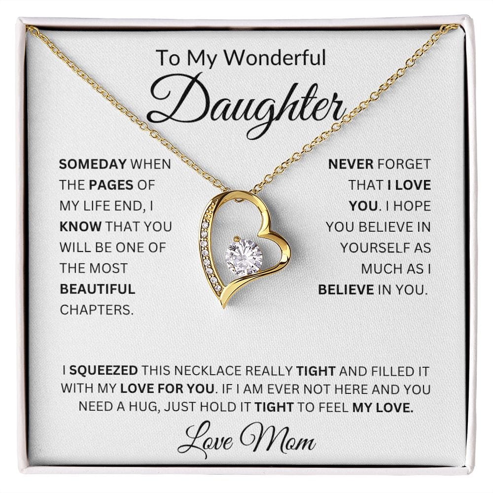 To My Wonderful Daughter | Never Forget | Love Mom | Forever Love Necklace