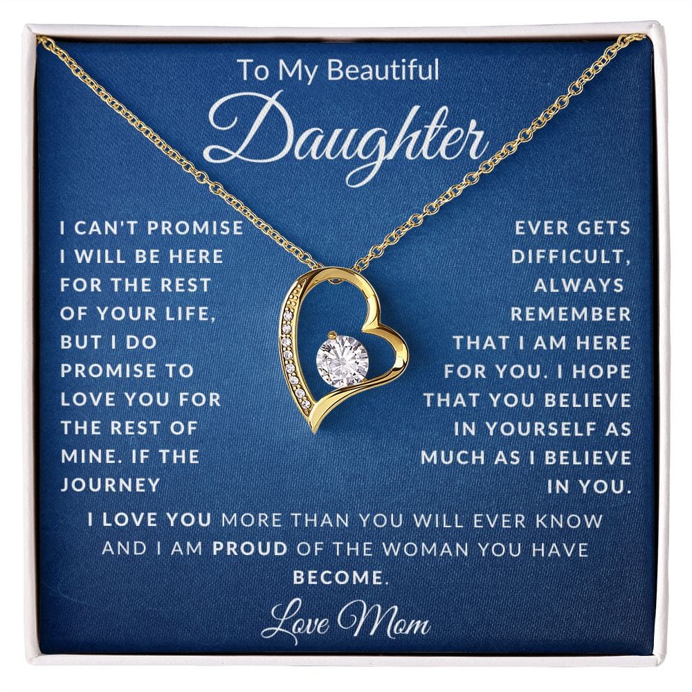 To My Beautiful Daughter Love mom Forever Love Necklace