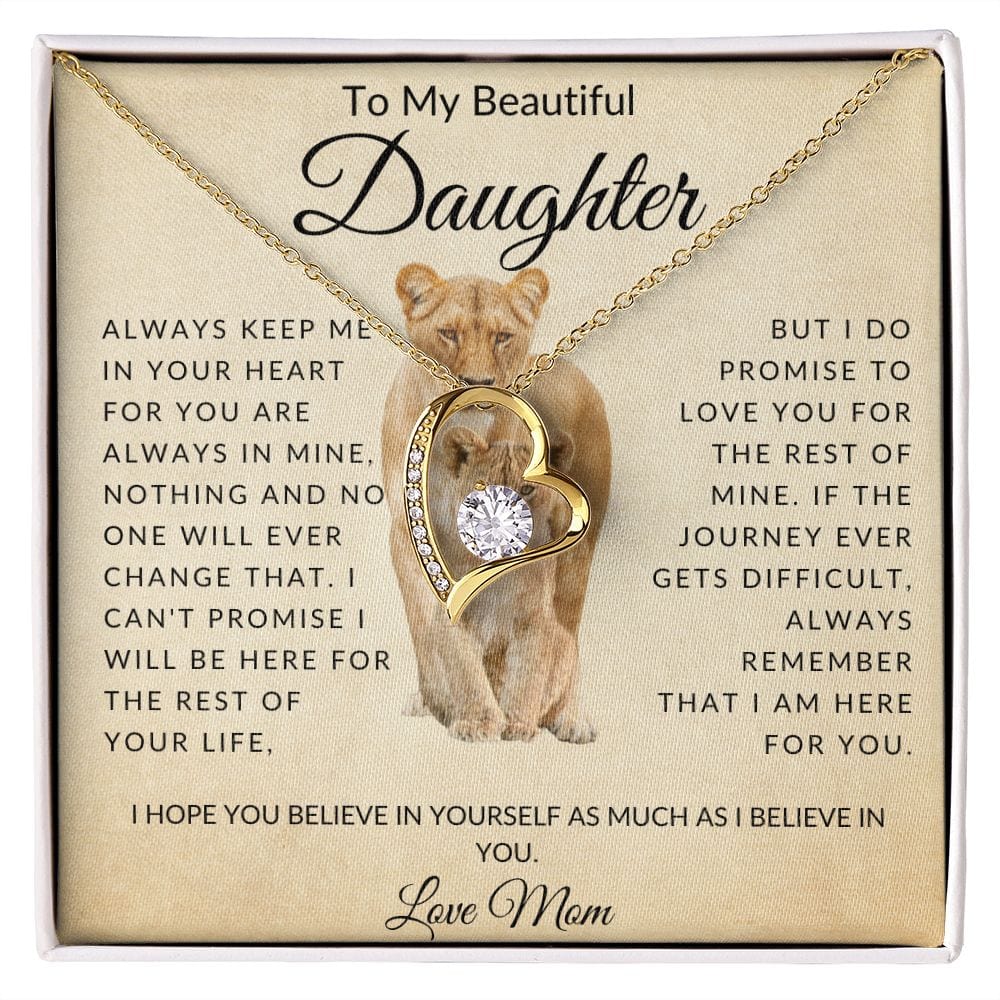 To My Beautiful Daughter Love Mom Forever Love Necklace