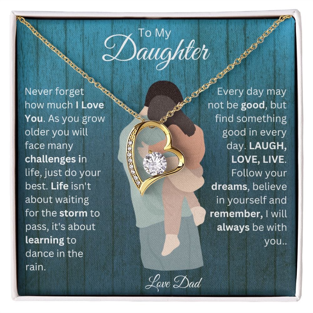 To My Daughter Love Dad Forever Love Necklace