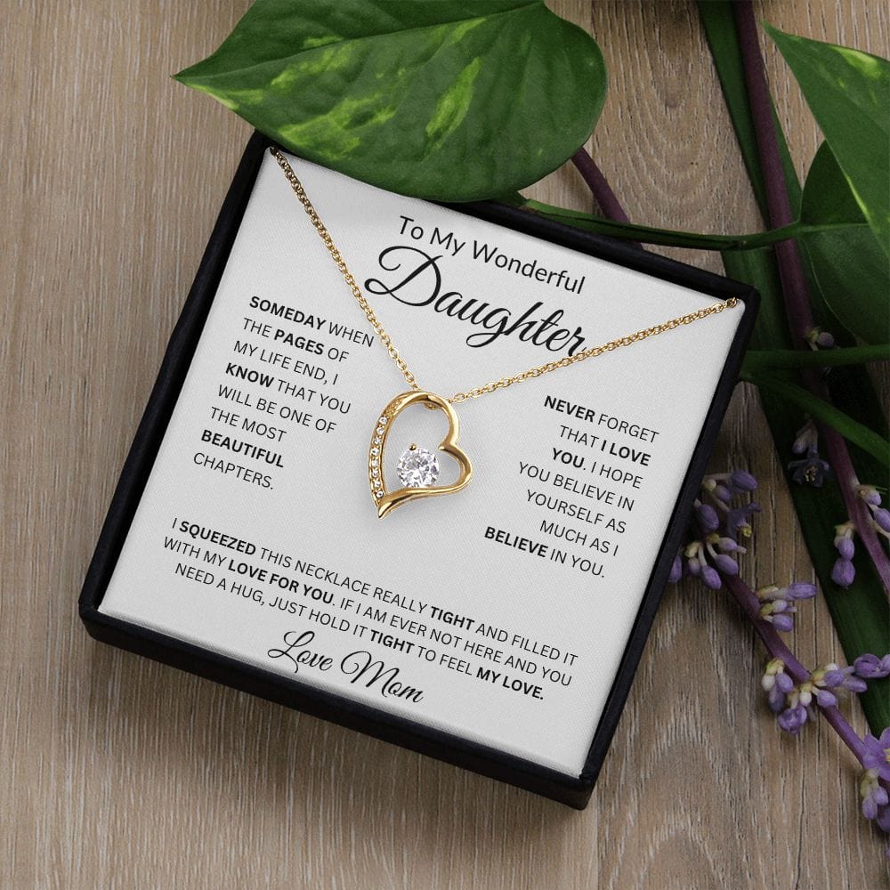 To My Wonderful Daughter | Never Forget | Love Mom | Forever Love Necklace